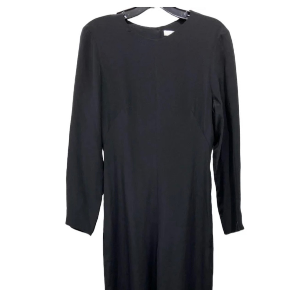 Tibi Black Silk Wide Leg Long Sleeve Open Back Jumpsuit